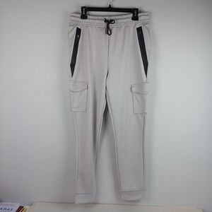 RGSTR Mens L Gray Cargo Tech Fleece Zip Pockets Athletic Jogger Sweatpants